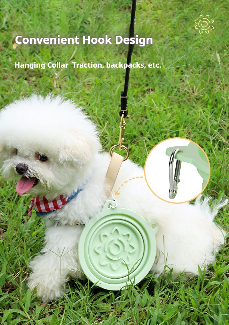 3 - in - 1 Pet Travel Collapsible Bowl Foldable Slow - Feeder With Strong Suction Cups Portable Silicone Dog Bowl with Hook for Hanging on Collar/Backpack - Dog Time Outlet