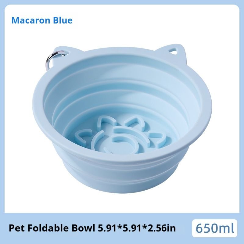 3 - in - 1 Pet Travel Collapsible Bowl Foldable Slow - Feeder With Strong Suction Cups Portable Silicone Dog Bowl with Hook for Hanging on Collar/Backpack - Dog Time Outlet