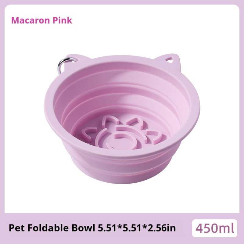 3 - in - 1 Pet Travel Collapsible Bowl Foldable Slow - Feeder With Strong Suction Cups Portable Silicone Dog Bowl with Hook for Hanging on Collar/Backpack - Dog Time Outlet