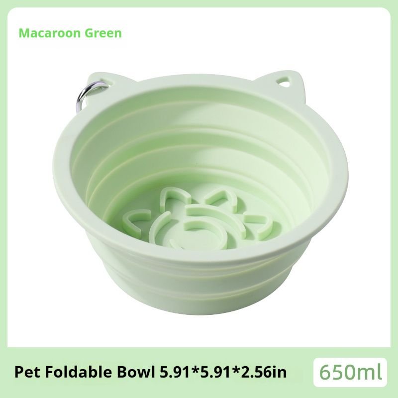 3 - in - 1 Pet Travel Collapsible Bowl Foldable Slow - Feeder With Strong Suction Cups Portable Silicone Dog Bowl with Hook for Hanging on Collar/Backpack - Dog Time Outlet