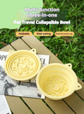 3 - in - 1 Pet Travel Collapsible Bowl Foldable Slow - Feeder With Strong Suction Cups Portable Silicone Dog Bowl with Hook for Hanging on Collar/Backpack - Dog Time Outlet