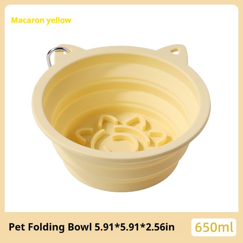 3 - in - 1 Pet Travel Collapsible Bowl Foldable Slow - Feeder With Strong Suction Cups Portable Silicone Dog Bowl with Hook for Hanging on Collar/Backpack - Dog Time Outlet