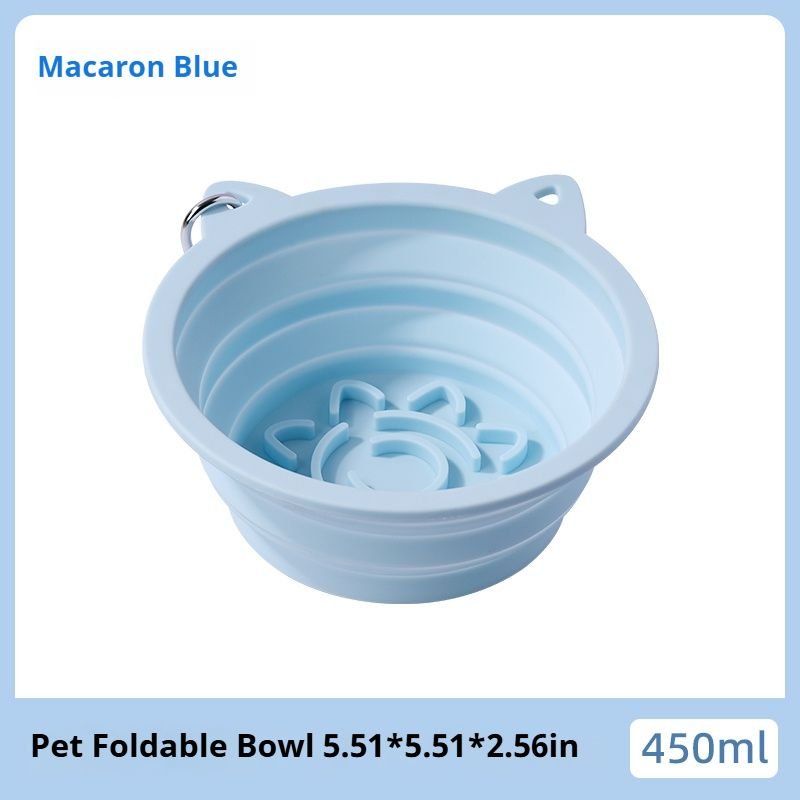 3 - in - 1 Pet Travel Collapsible Bowl Foldable Slow - Feeder With Strong Suction Cups Portable Silicone Dog Bowl with Hook for Hanging on Collar/Backpack - Dog Time Outlet