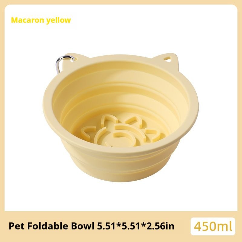 3 - in - 1 Pet Travel Collapsible Bowl Foldable Slow - Feeder With Strong Suction Cups Portable Silicone Dog Bowl with Hook for Hanging on Collar/Backpack - Dog Time Outlet