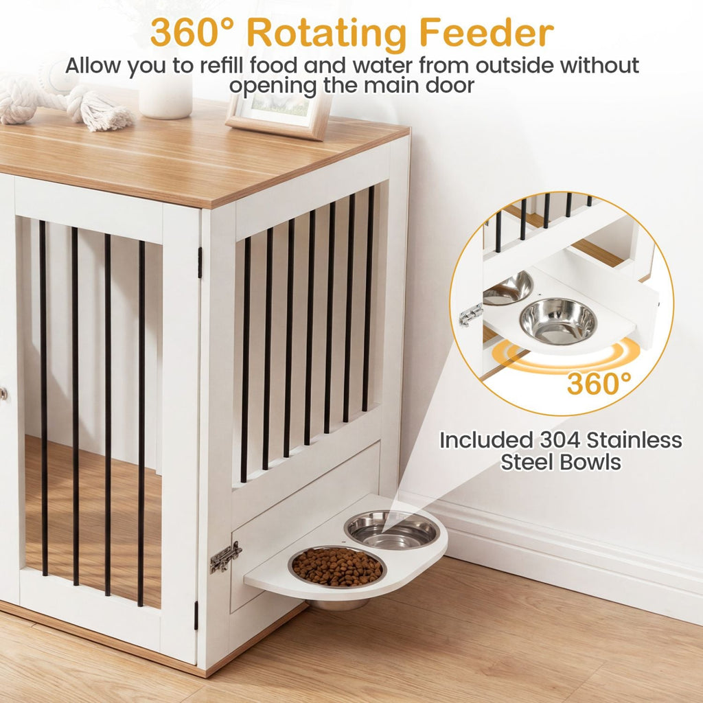 31.5' Dog Crate Furniture Wooden Dog Kennel with Double Lock Doors - Dog Time Outlet