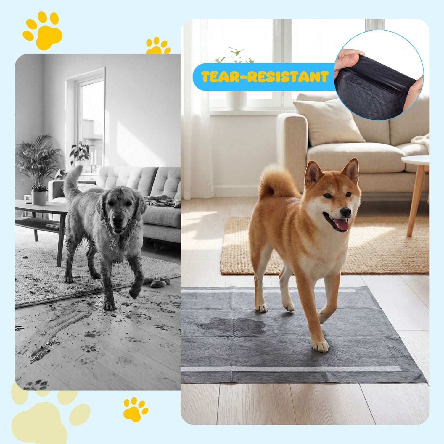 35.5" x 24" Charcoal Dog Pee Pads 6 - Layer for Dogs - Dog Time Outlet