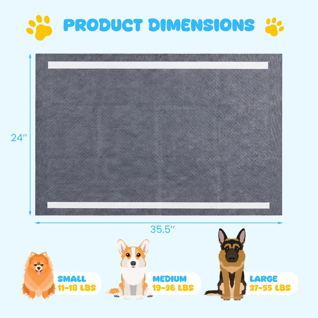 35.5" x 24" Charcoal Dog Pee Pads 6 - Layer for Dogs - Dog Time Outlet