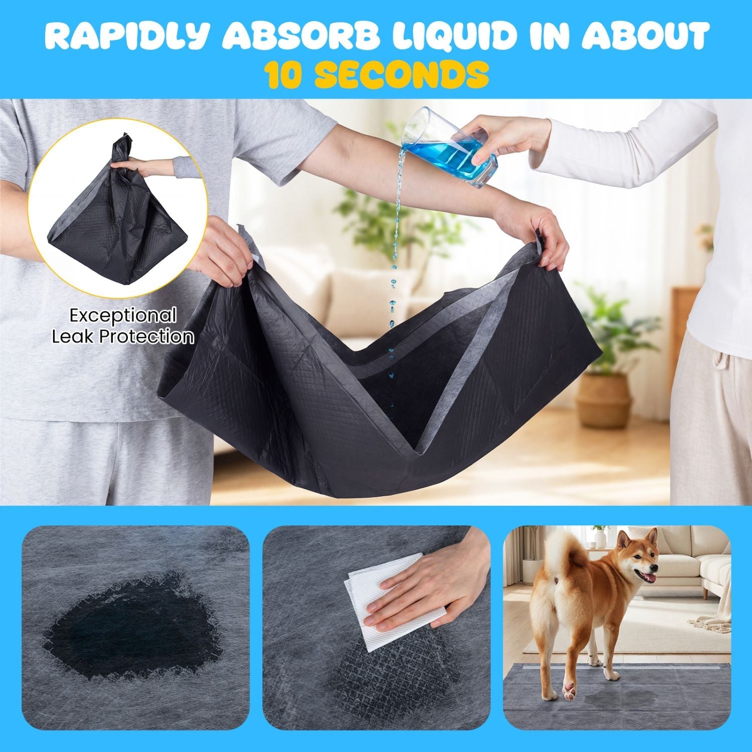 35.5" x 24" Charcoal Dog Pee Pads 6 - Layer for Dogs - Dog Time Outlet