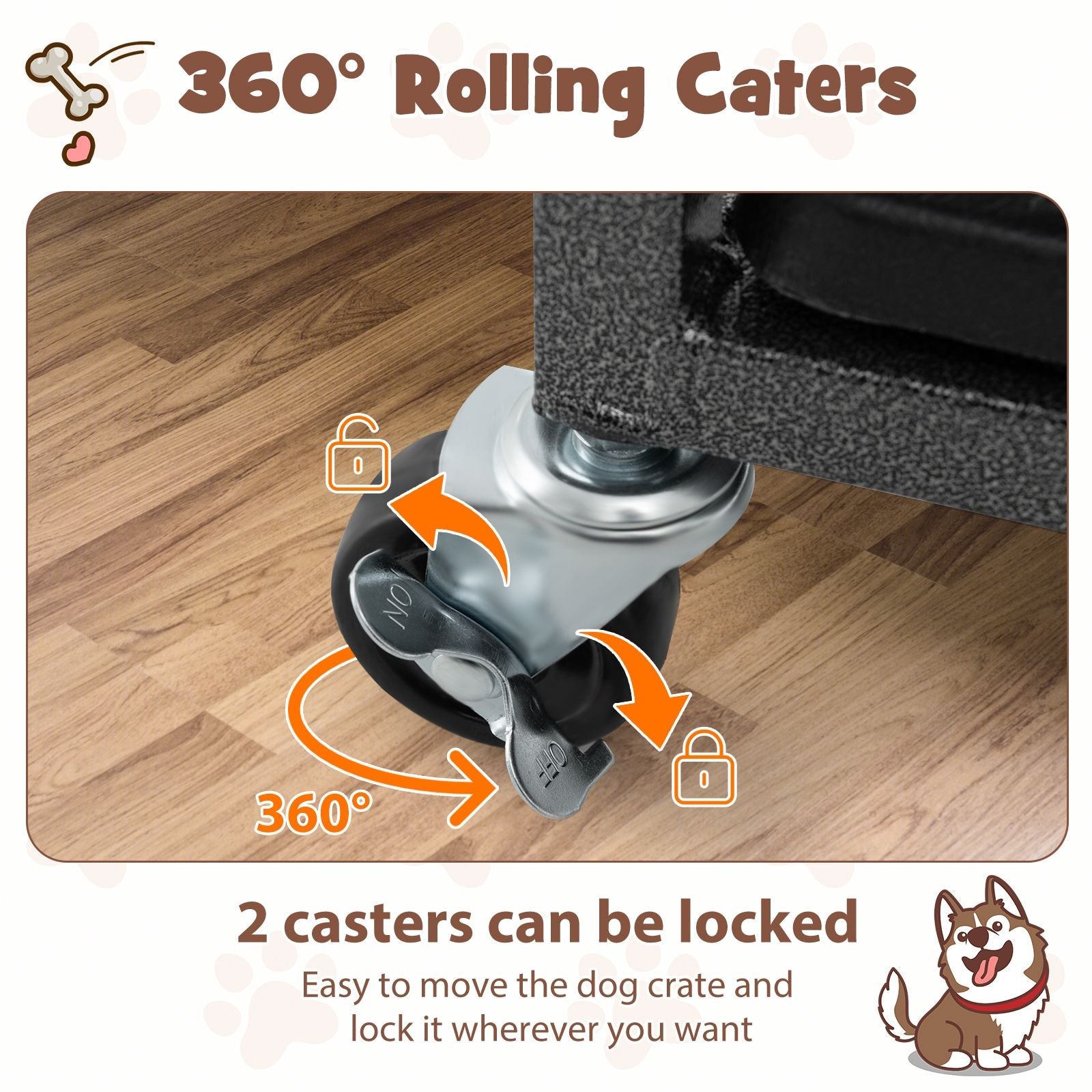 38 Inch Foldable Heavy - Duty Metal Dog Cage with Lockable Rolling Casters and Tray - Dog Time Outlet