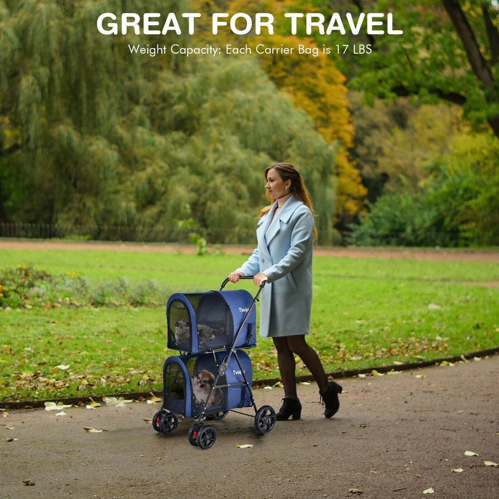 4 - in - 1 Double Pet Stroller with Detachable Carrier and Travel Carriage - Dog Time Outlet