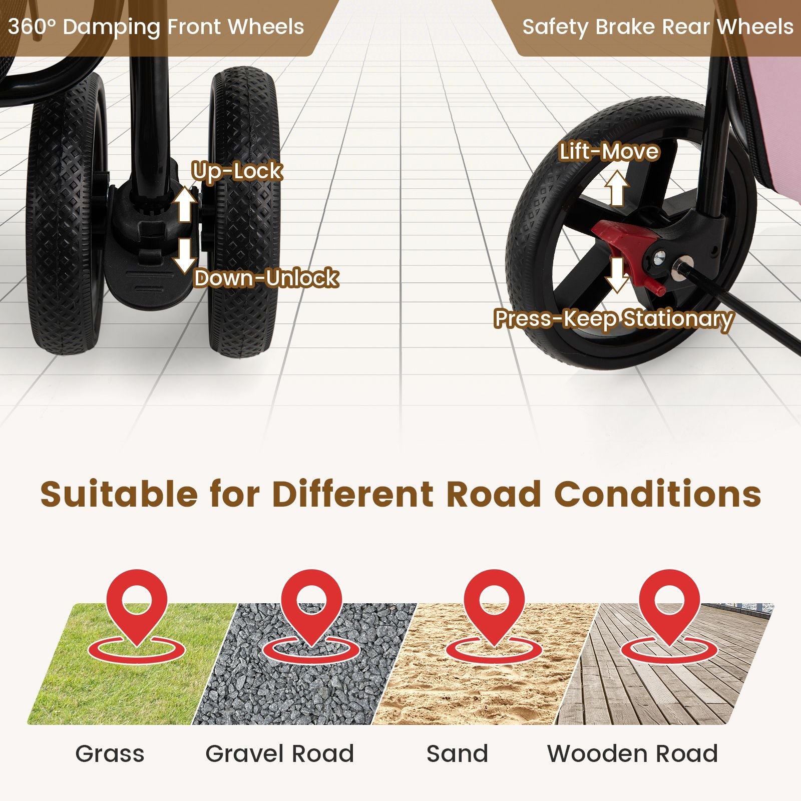 4 - in - 1 Double Pet Stroller with Detachable Carrier and Travel Carriage - Dog Time Outlet