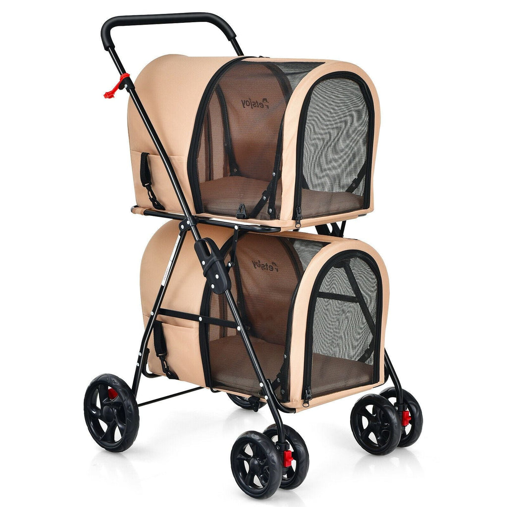 4 - in - 1 Double Pet Stroller with Detachable Carrier and Travel Carriage - Dog Time Outlet