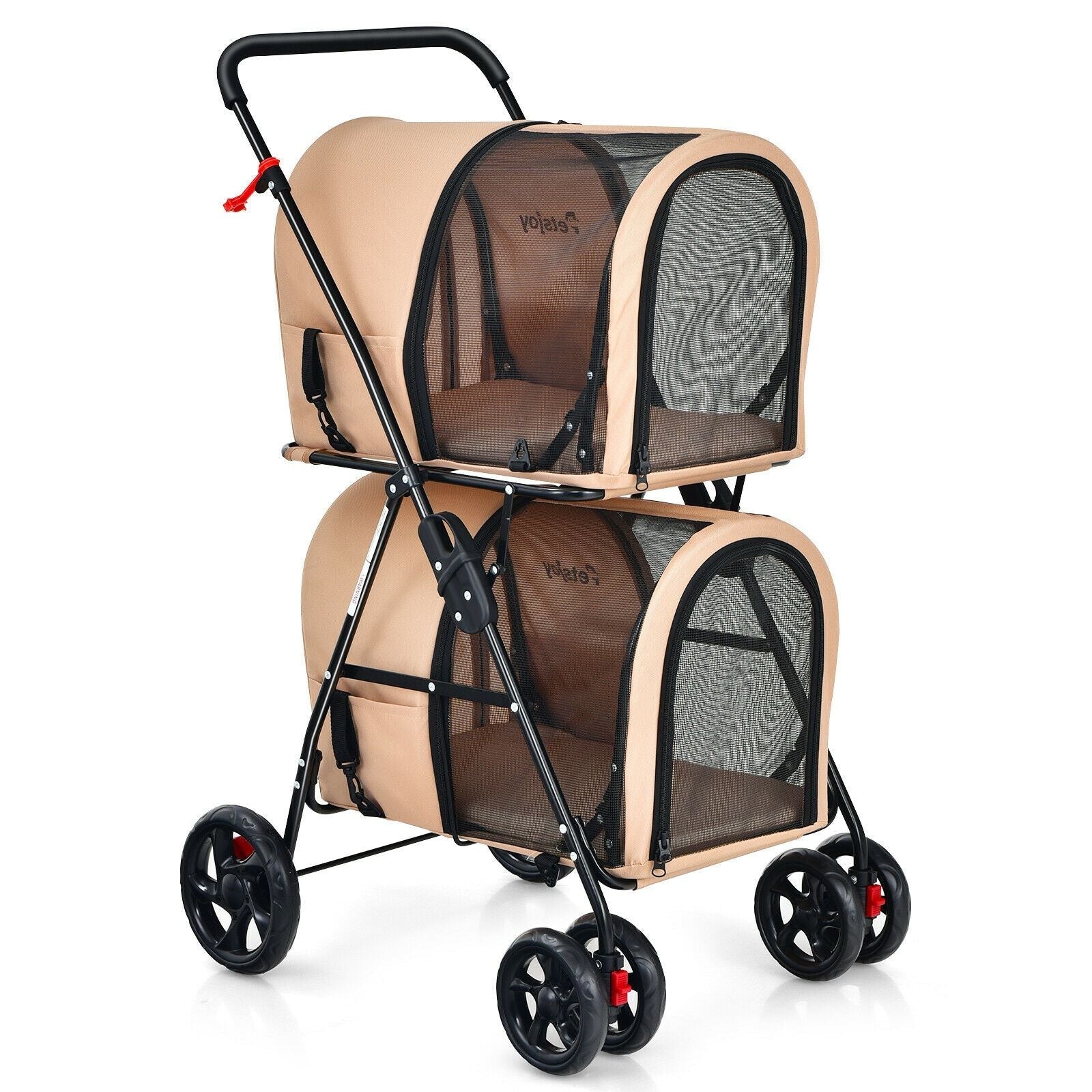 4 - in - 1 Double Pet Stroller with Detachable Carrier and Travel Carriage - Dog Time Outlet
