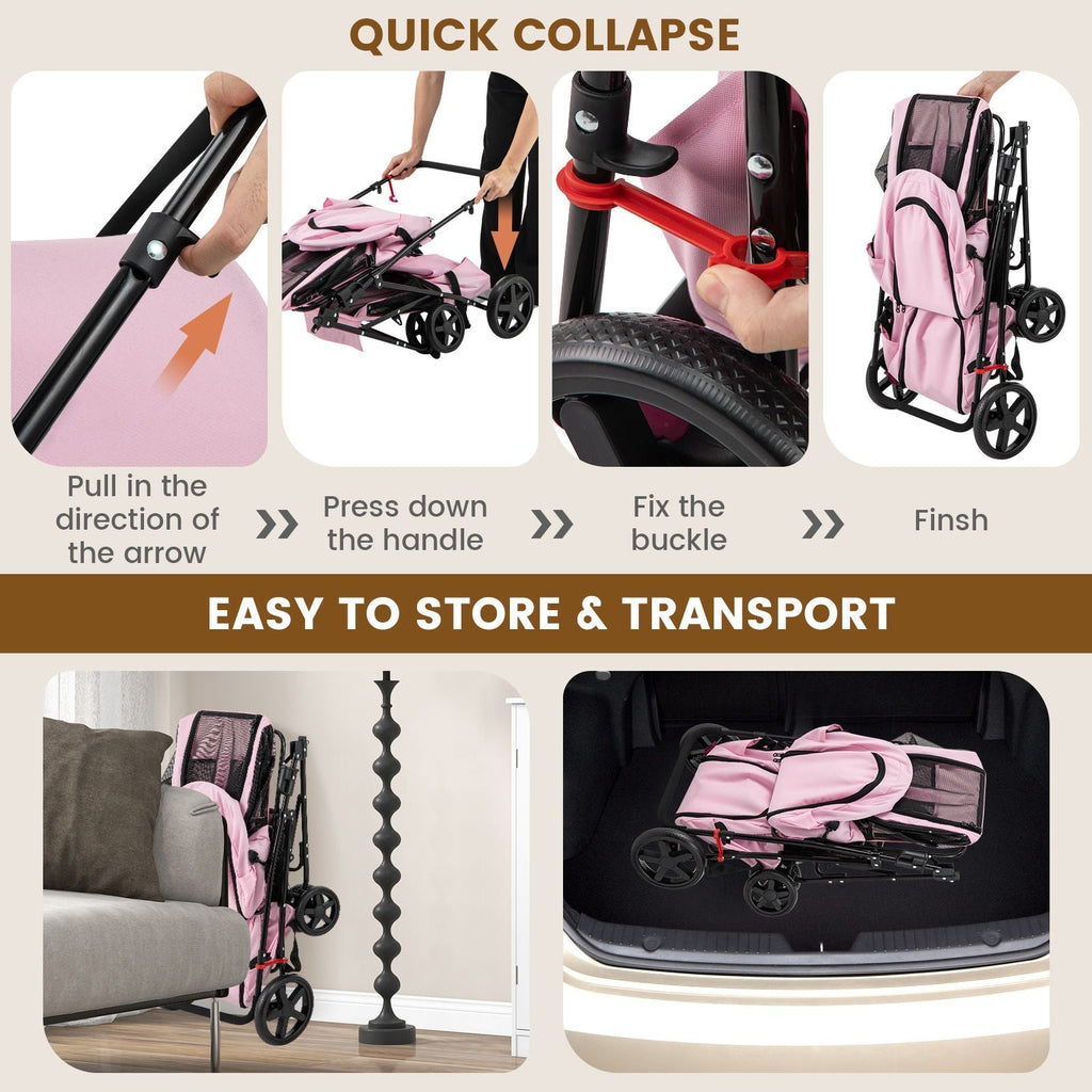 4 - in - 1 Double Pet Stroller with Detachable Carrier and Travel Carriage - Dog Time Outlet