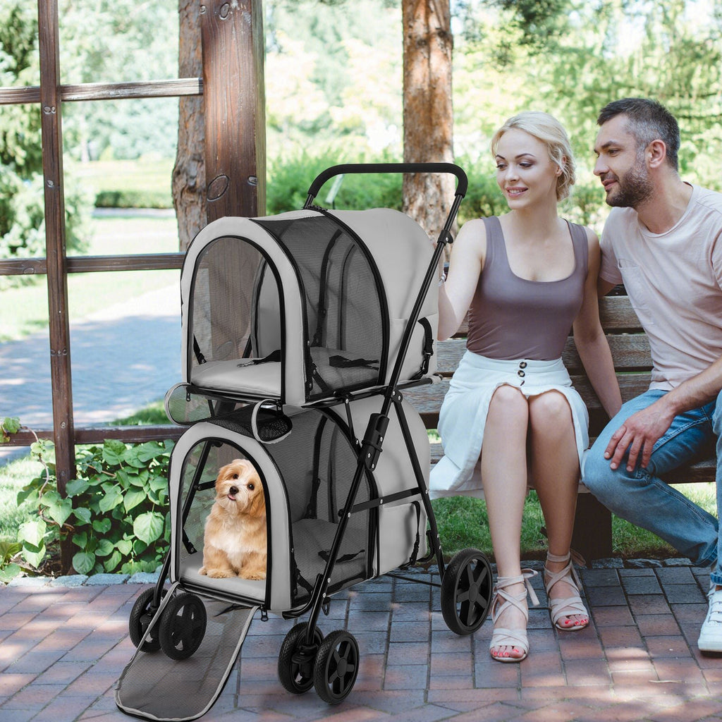 4 - in - 1 Double Pet Stroller with Detachable Carrier and Travel Carriage - Dog Time Outlet