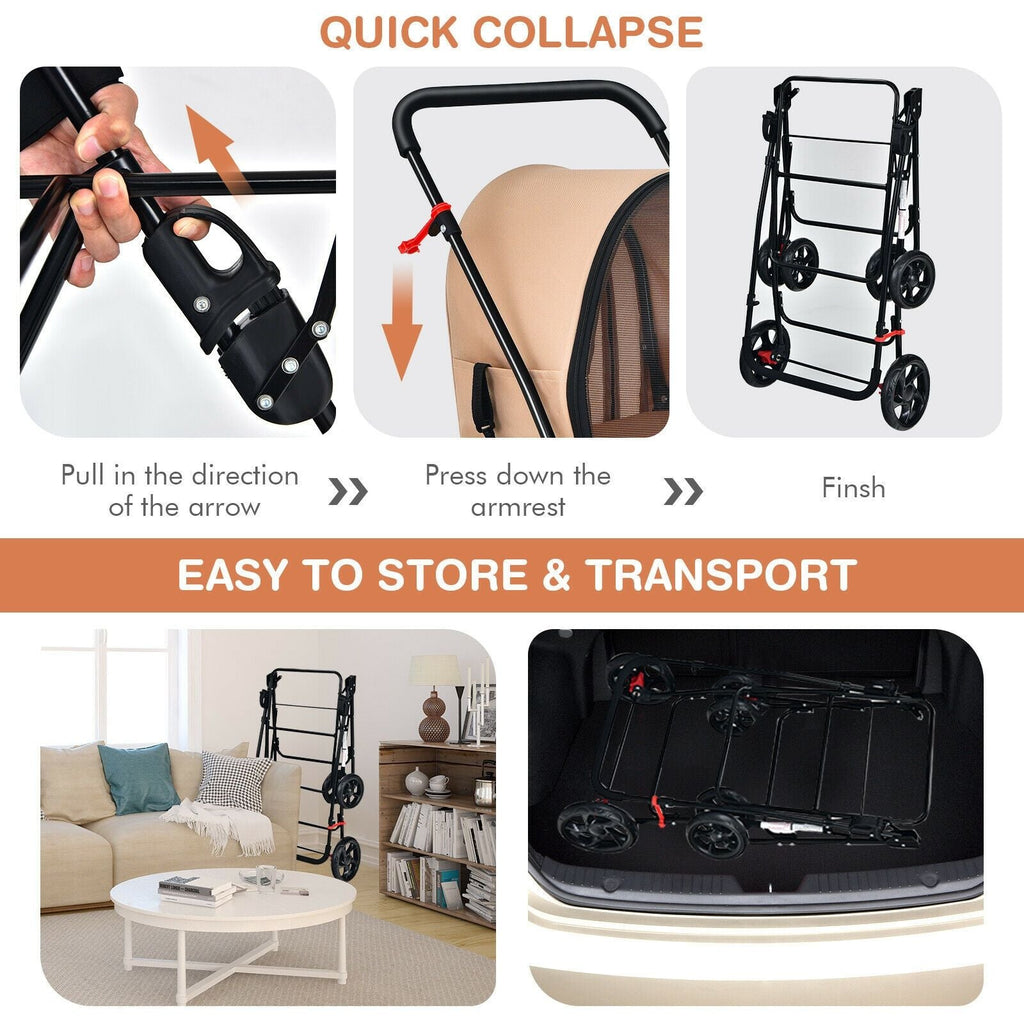 4 - in - 1 Double Pet Stroller with Detachable Carrier and Travel Carriage - Dog Time Outlet