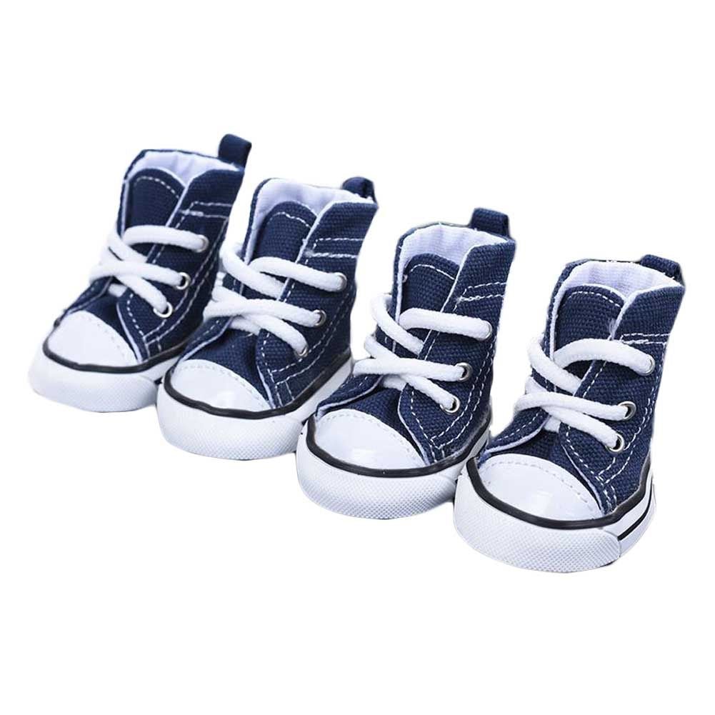 4 Pcs Dog Shoes Pet Dog Casual Canvas Shoes Dog Canvas Boots,5 Blue - Dog Time Outlet
