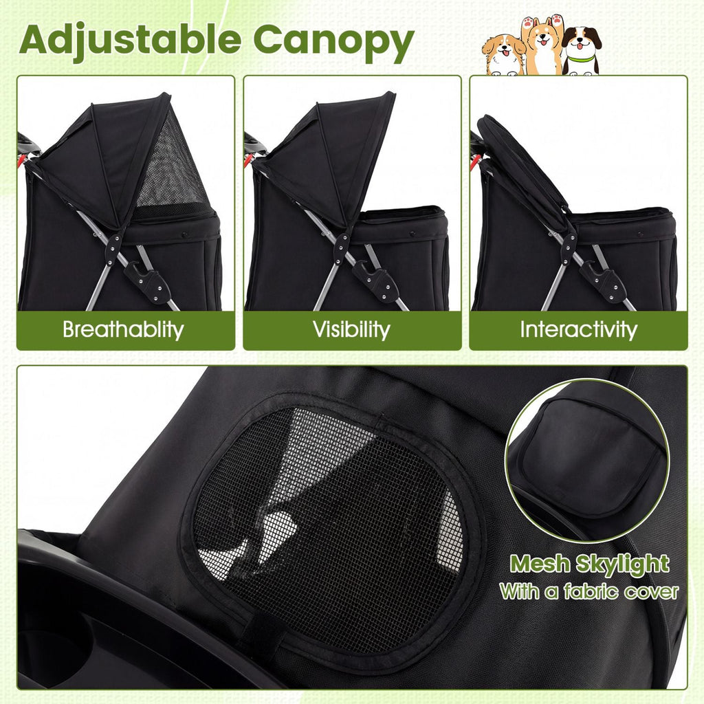 4 Wheel Pet Stroller for Small Dogs Cats up to 33 LBS - Dog Time Outlet