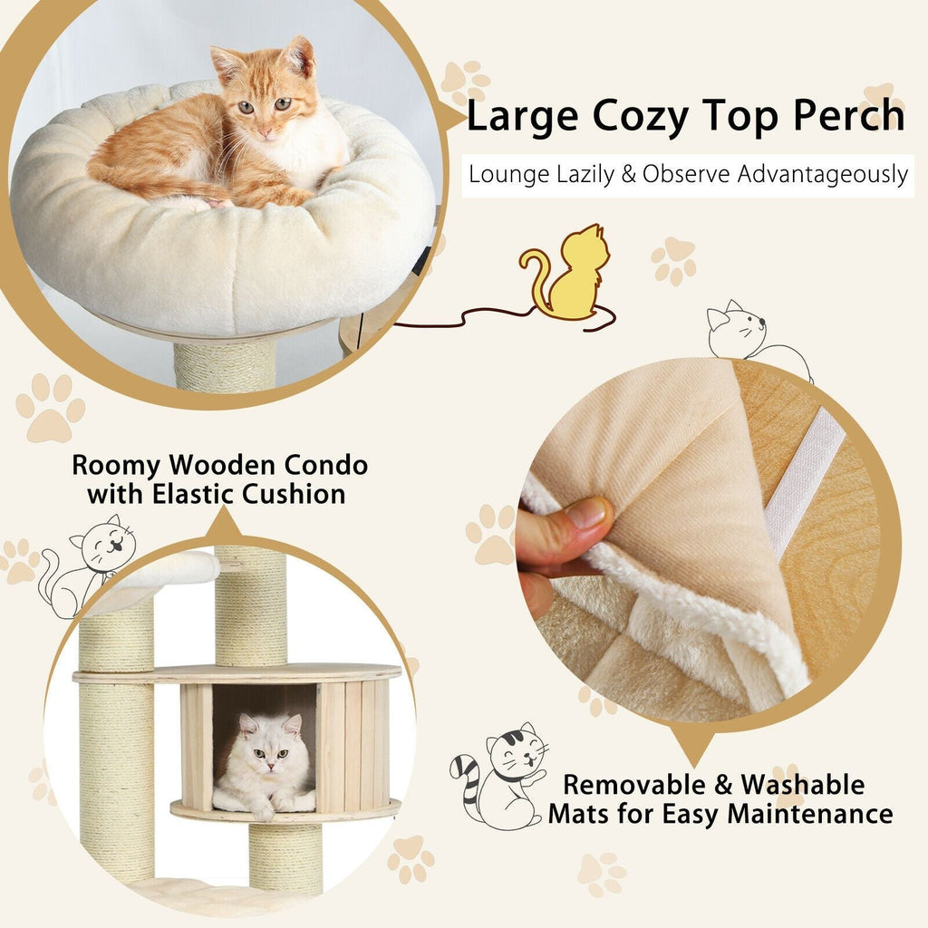 77.5 Inch Cat Tree Condo Multi - Level Kitten Activity Tower with Sisal Posts - Dog Time Outlet