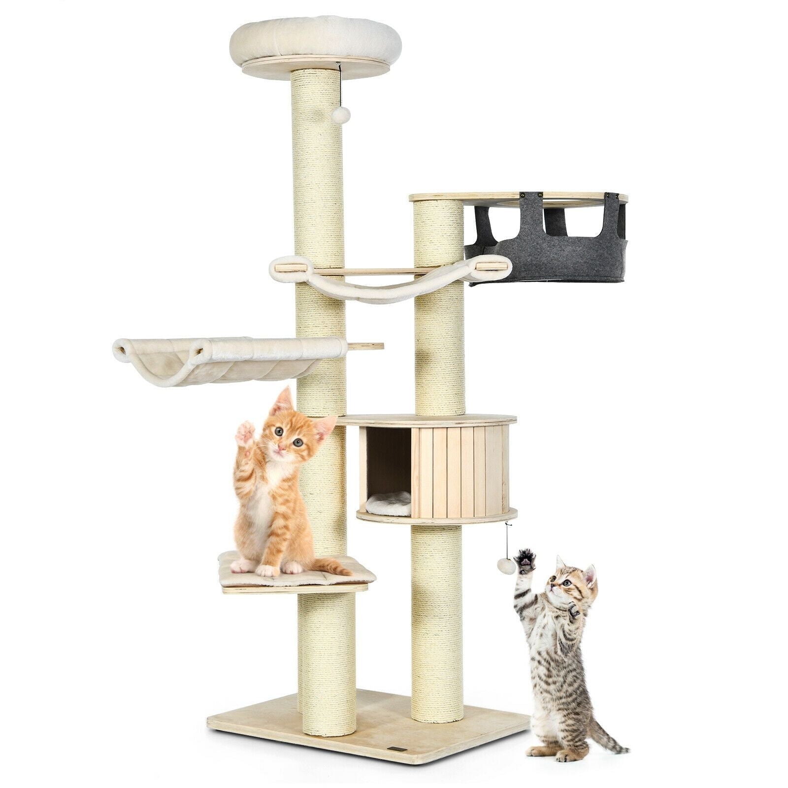 77.5 Inch Cat Tree Condo Multi - Level Kitten Activity Tower with Sisal Posts - Dog Time Outlet