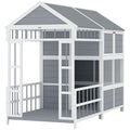 79"L Large Dog House Outdoor, Wooden Dog Kennel with Porch, Storage Cabinet,Weatherproof Roof, Windows - Dog Time Outlet