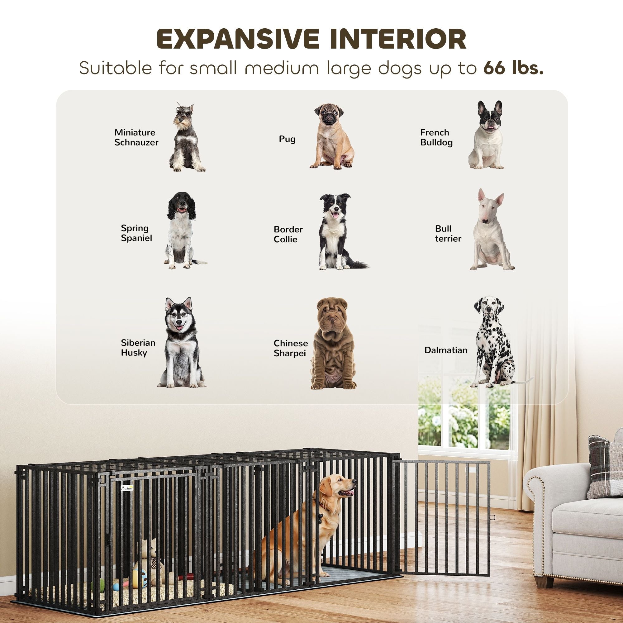 83"L Heavy Duty Dog Crate, Extra Large Dog Kennel with Divider and Mat for Large Breeds, Modular Puppy Playpen - Dog Time Outlet