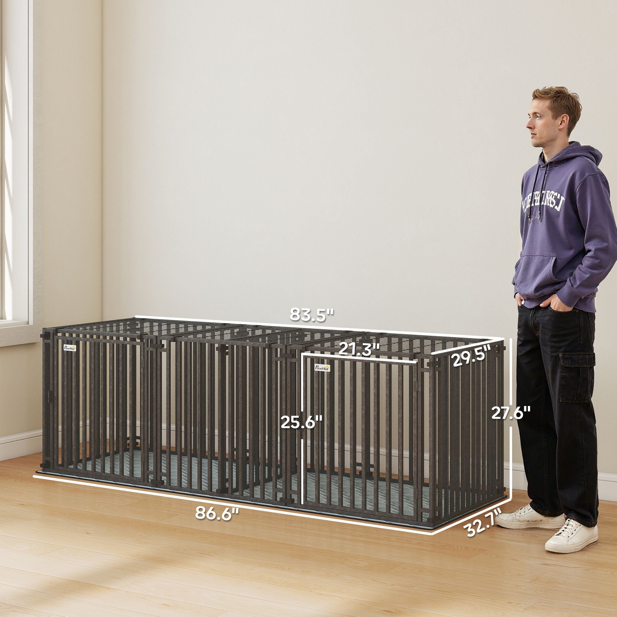 83"L Heavy Duty Dog Crate, Extra Large Dog Kennel with Divider and Mat for Large Breeds, Modular Puppy Playpen - Dog Time Outlet
