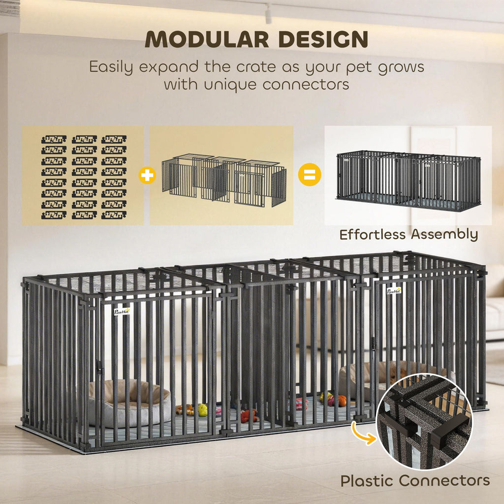 83"L Heavy Duty Dog Crate, Extra Large Dog Kennel with Divider and Mat for Large Breeds, Modular Puppy Playpen - Dog Time Outlet