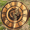 Acacia Wood Cat Clock: Engraved Abstract Feline Art - Dog Time Outlet