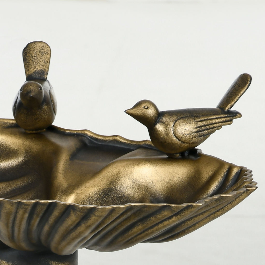 Antique Bronze Birdbath 32" with Planter Pedestal & Bird Statues Garden Decor - Dog Time Outlet