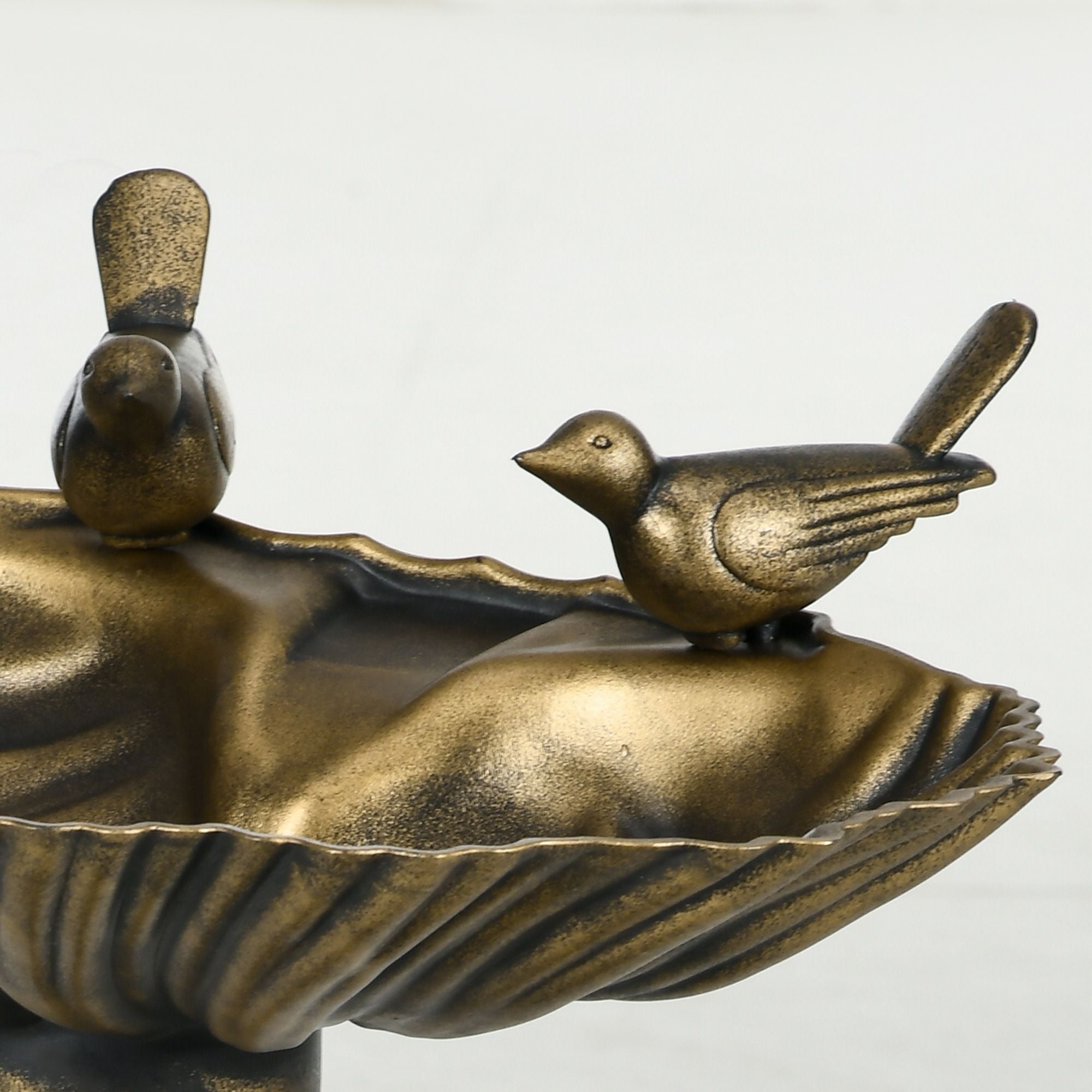 Antique Bronze Birdbath 32" with Planter Pedestal & Bird Statues Garden Decor - Dog Time Outlet