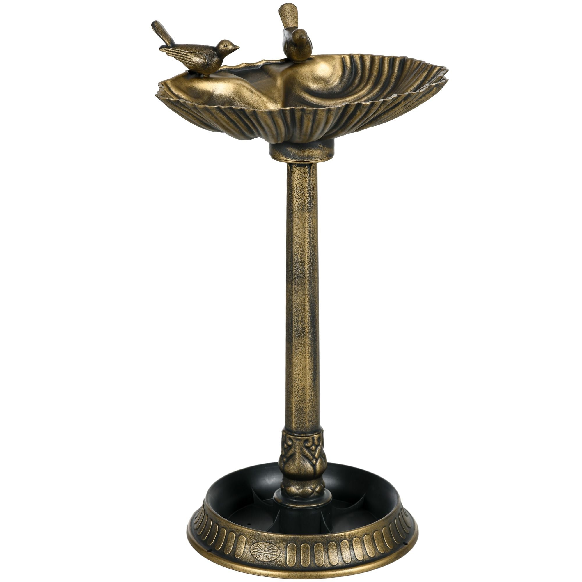 Antique Bronze Birdbath 32" with Planter Pedestal & Bird Statues Garden Decor - Dog Time Outlet