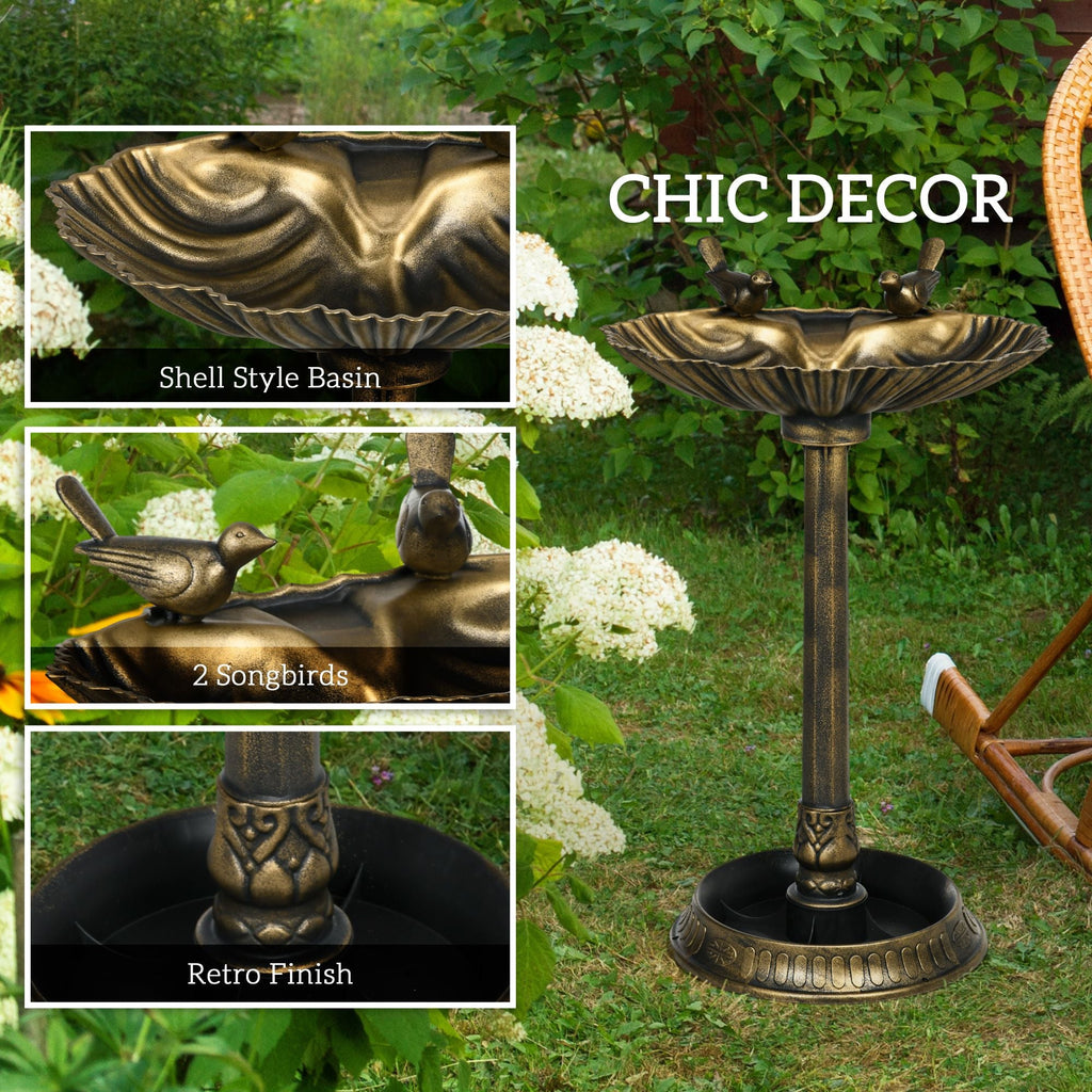 Antique Bronze Birdbath 32" with Planter Pedestal & Bird Statues Garden Decor - Dog Time Outlet