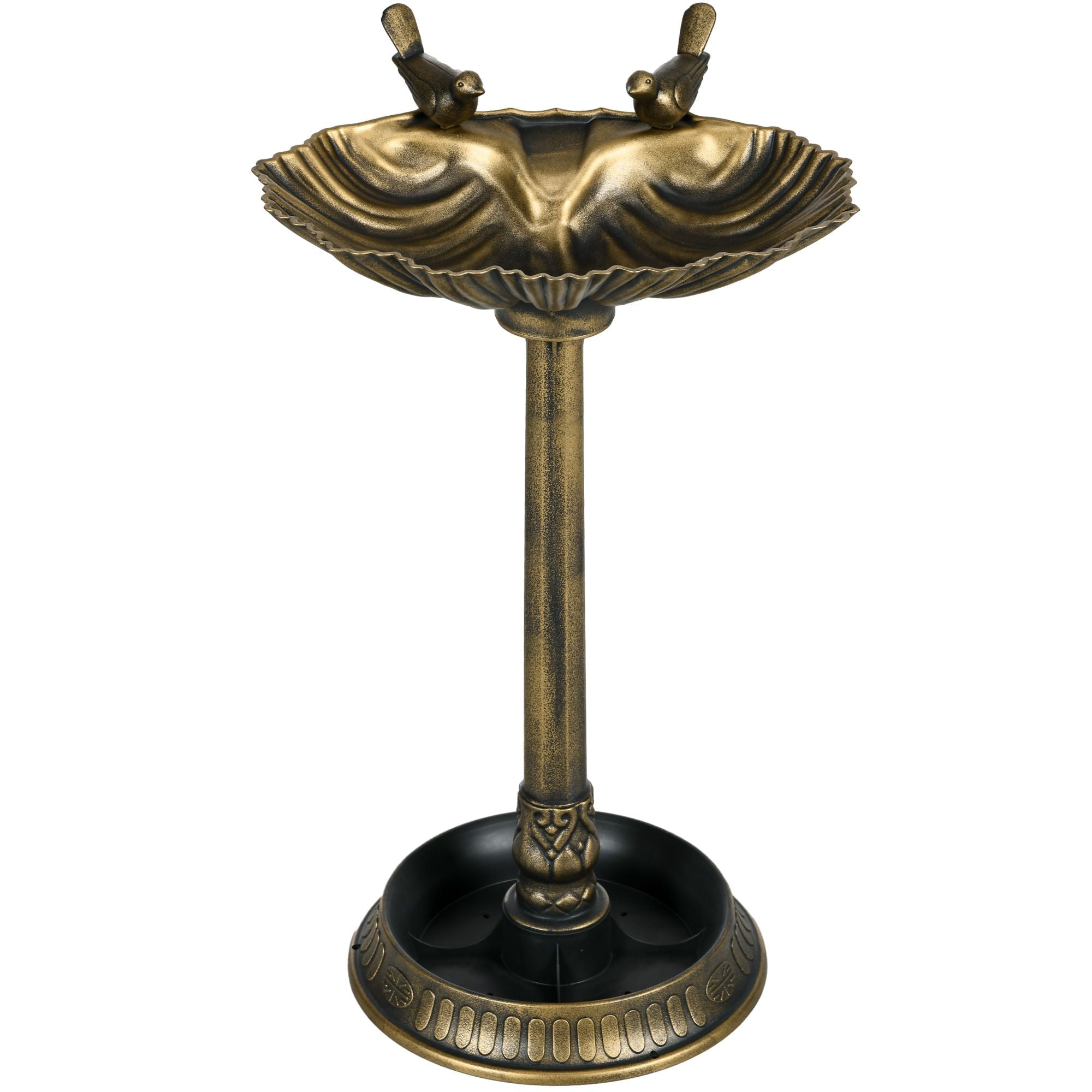 Antique Bronze Birdbath 32" with Planter Pedestal & Bird Statues Garden Decor - Dog Time Outlet