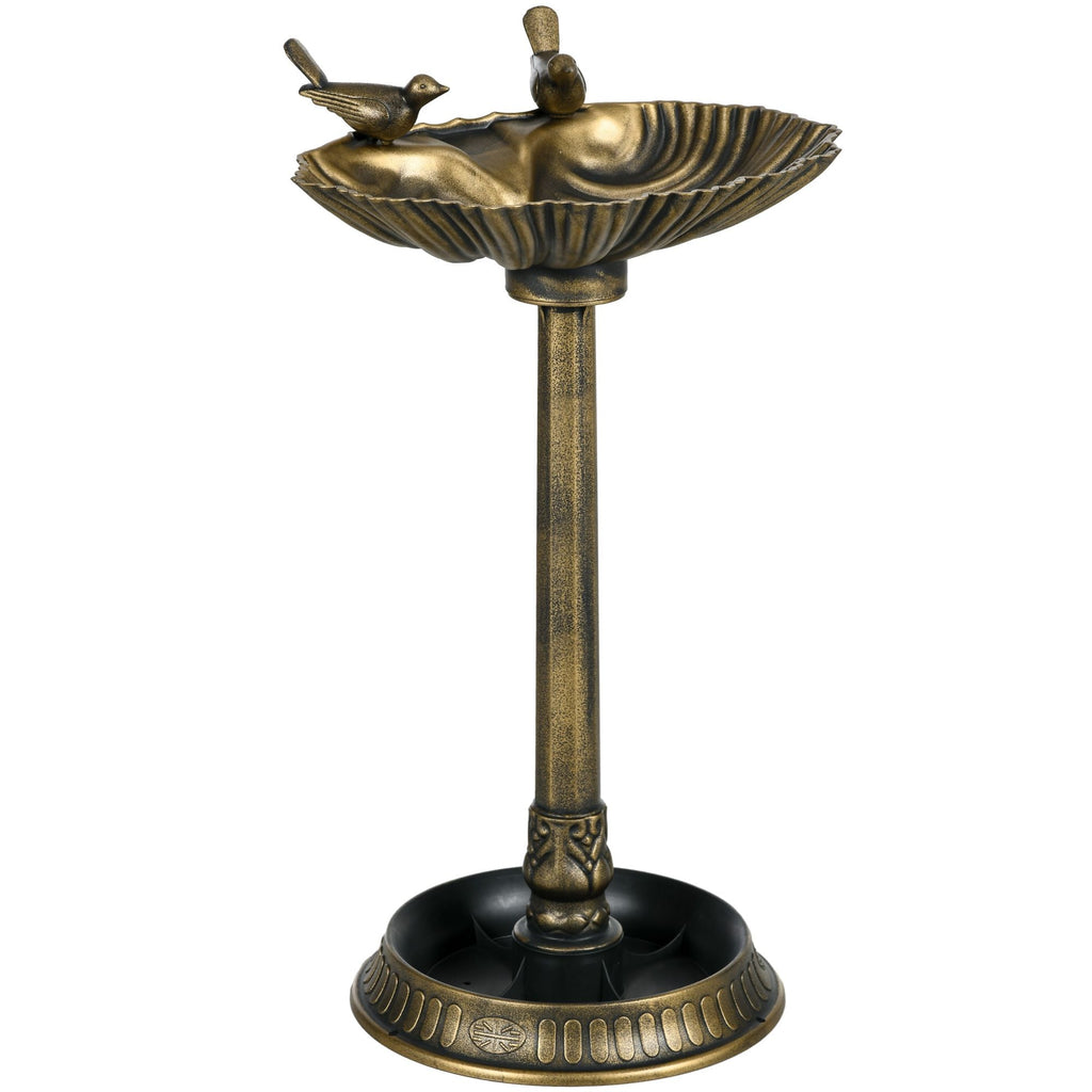 Antique Bronze Birdbath 32" with Planter Pedestal & Bird Statues Garden Decor - Dog Time Outlet