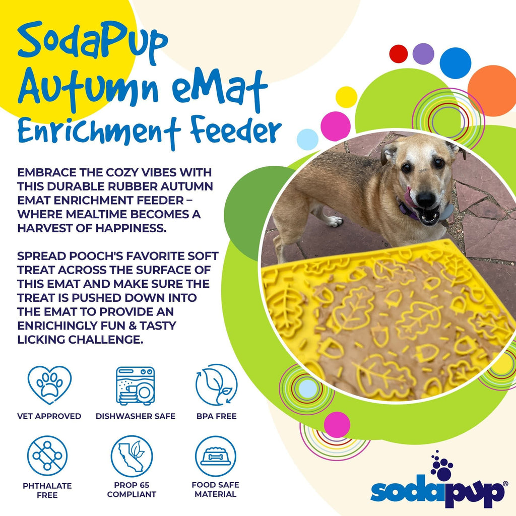 Autumn eMat - Enrichment Lick Mat For Dogs and Cats| Fall Leaves Design | SodaPup - Dog Time Outlet