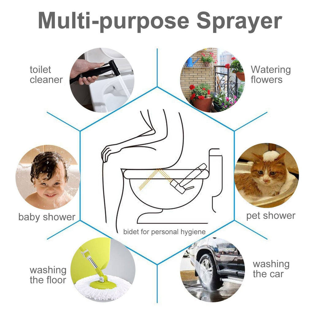 Bidet Sprayer for Toilet, Handheld Cloth Diaper Sprayer, Bathroom Sprayer Kit Spray Attachment with Hose, Stainless Steel Easy Install Great Water Pressure for Bathing Pets, Feminine Hygiene - Dog Time Outlet