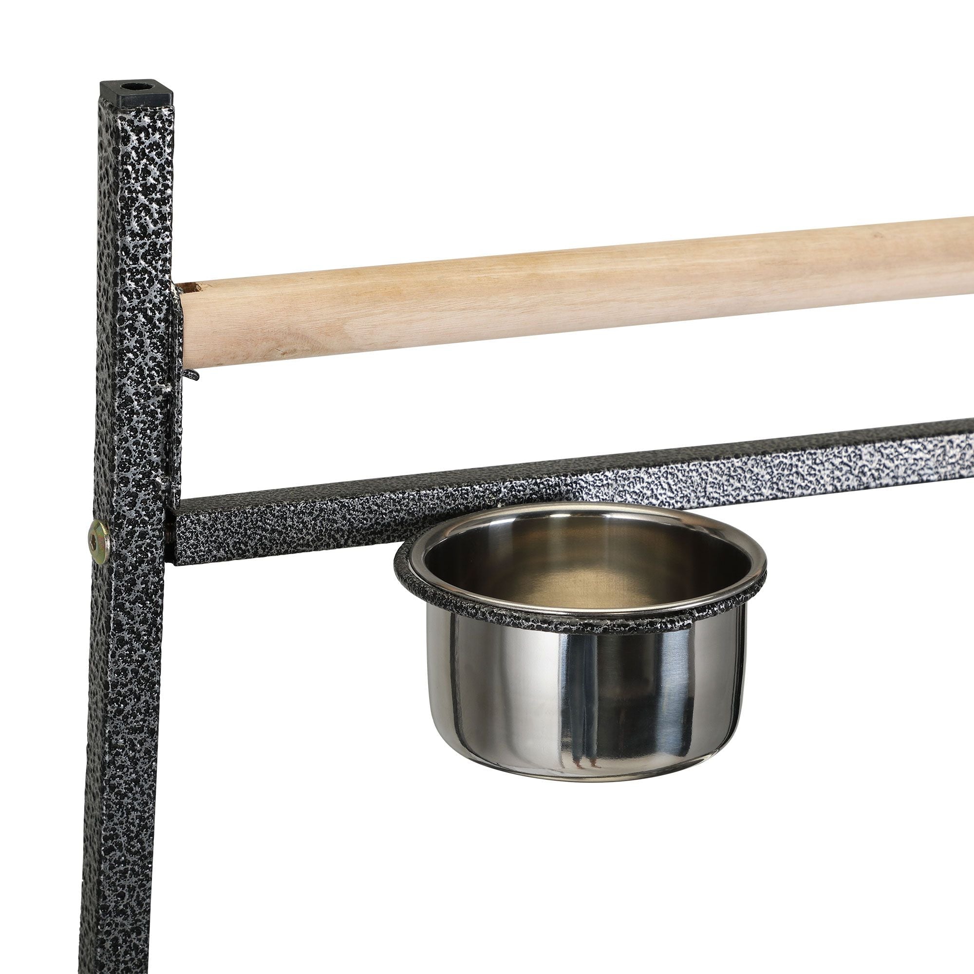 Bird Stand Rack with Solid Wood Perch, Feeding bowls, Waste Tray, Toy Hook and Casters, Black XH - Dog Time Outlet