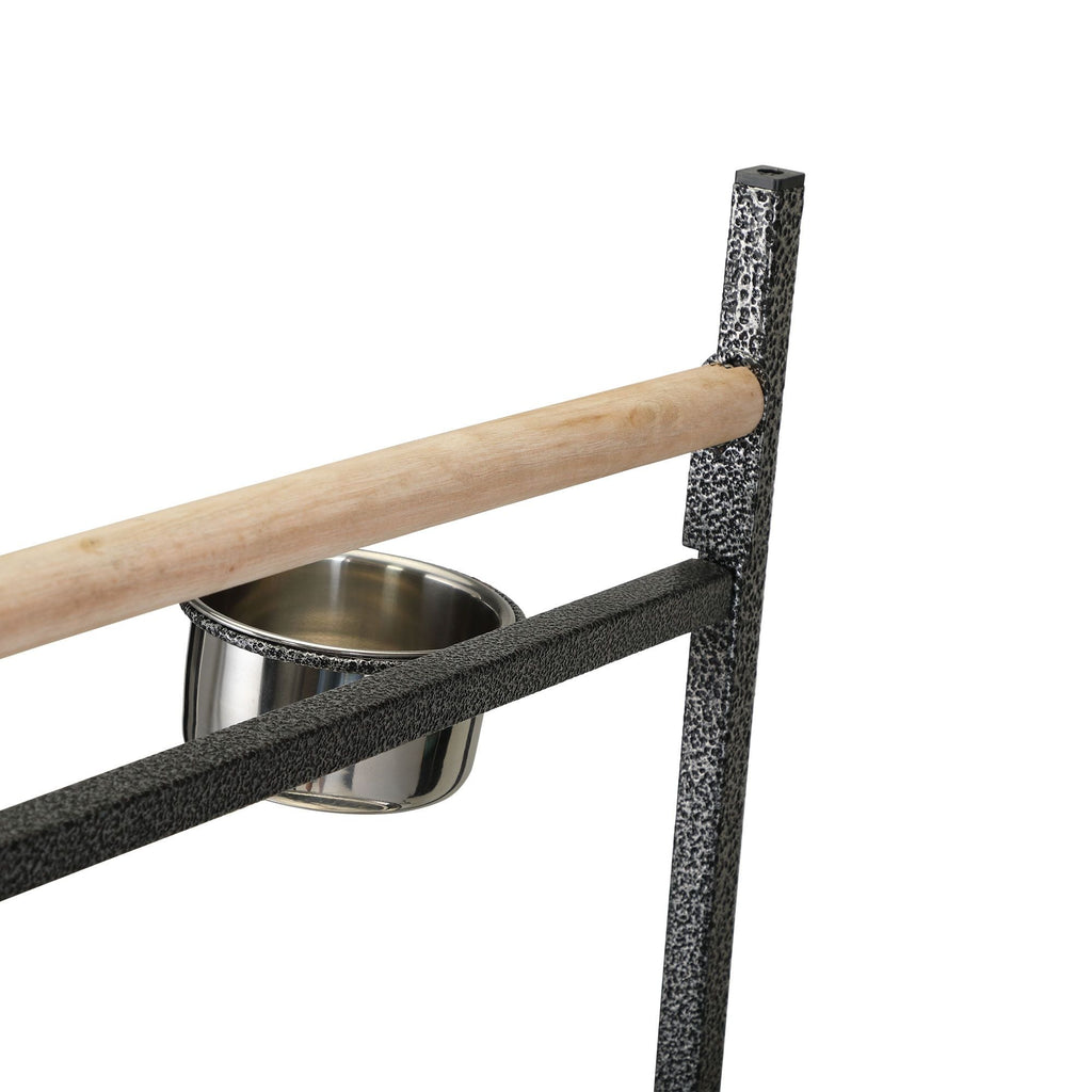 Bird Stand Rack with Solid Wood Perch, Feeding bowls, Waste Tray, Toy Hook and Casters, Black XH - Dog Time Outlet