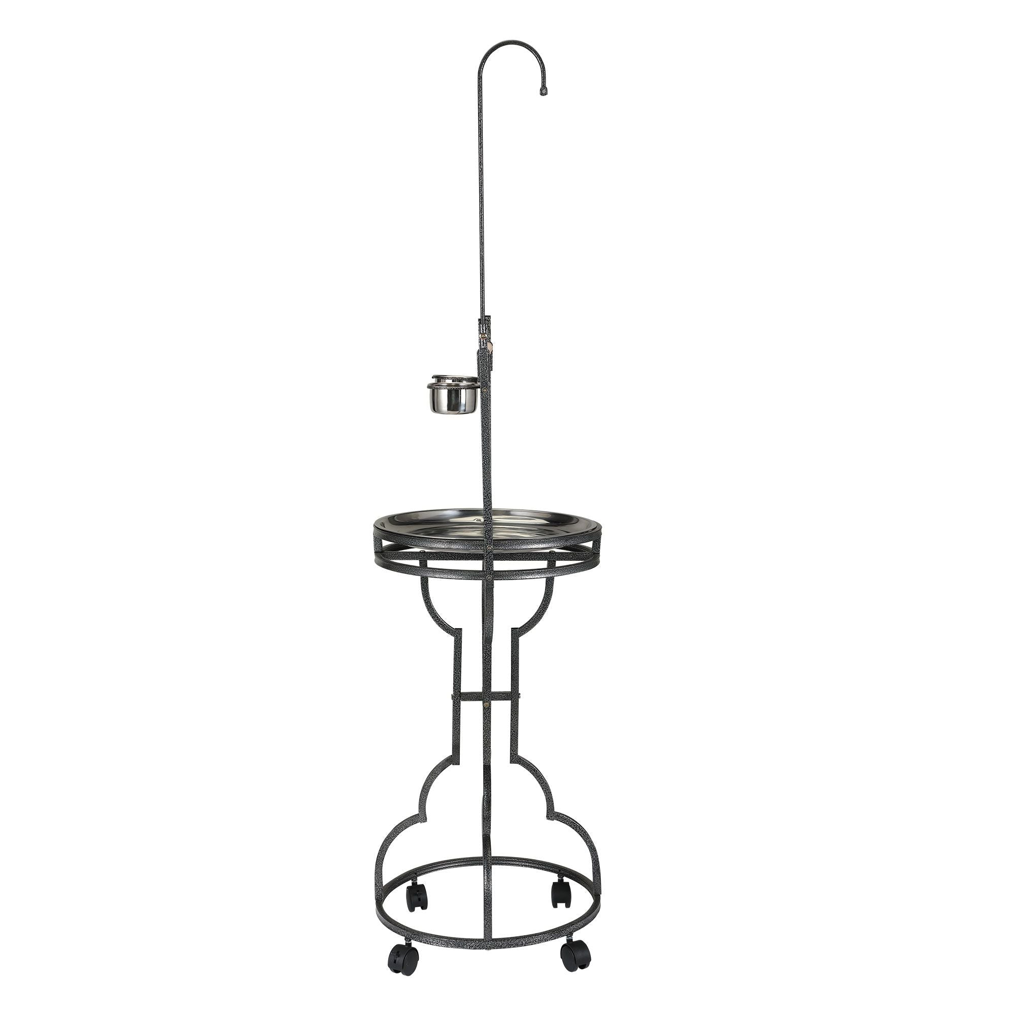 Bird Stand Rack with Solid Wood Perch, Feeding bowls, Waste Tray, Toy Hook and Casters, Black XH - Dog Time Outlet