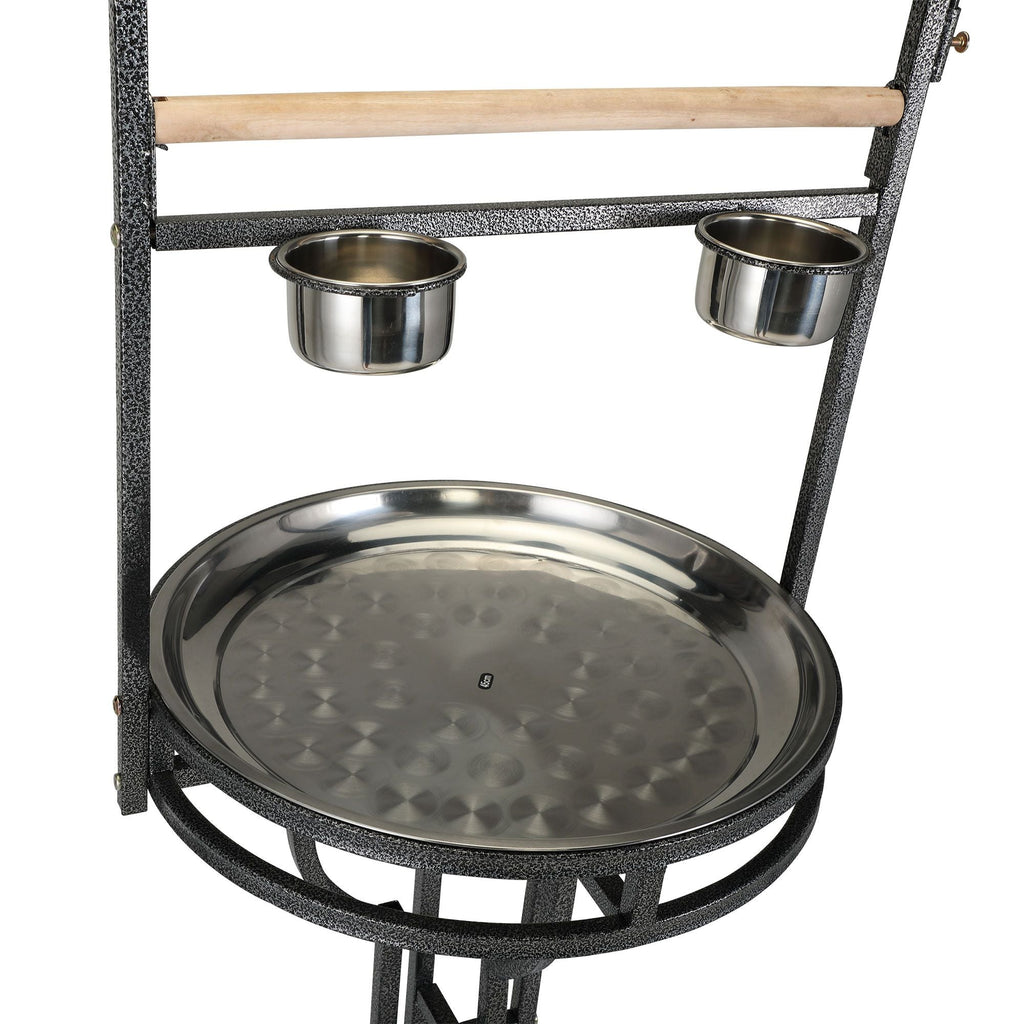 Bird Stand Rack with Solid Wood Perch, Feeding bowls, Waste Tray, Toy Hook and Casters, Black XH - Dog Time Outlet