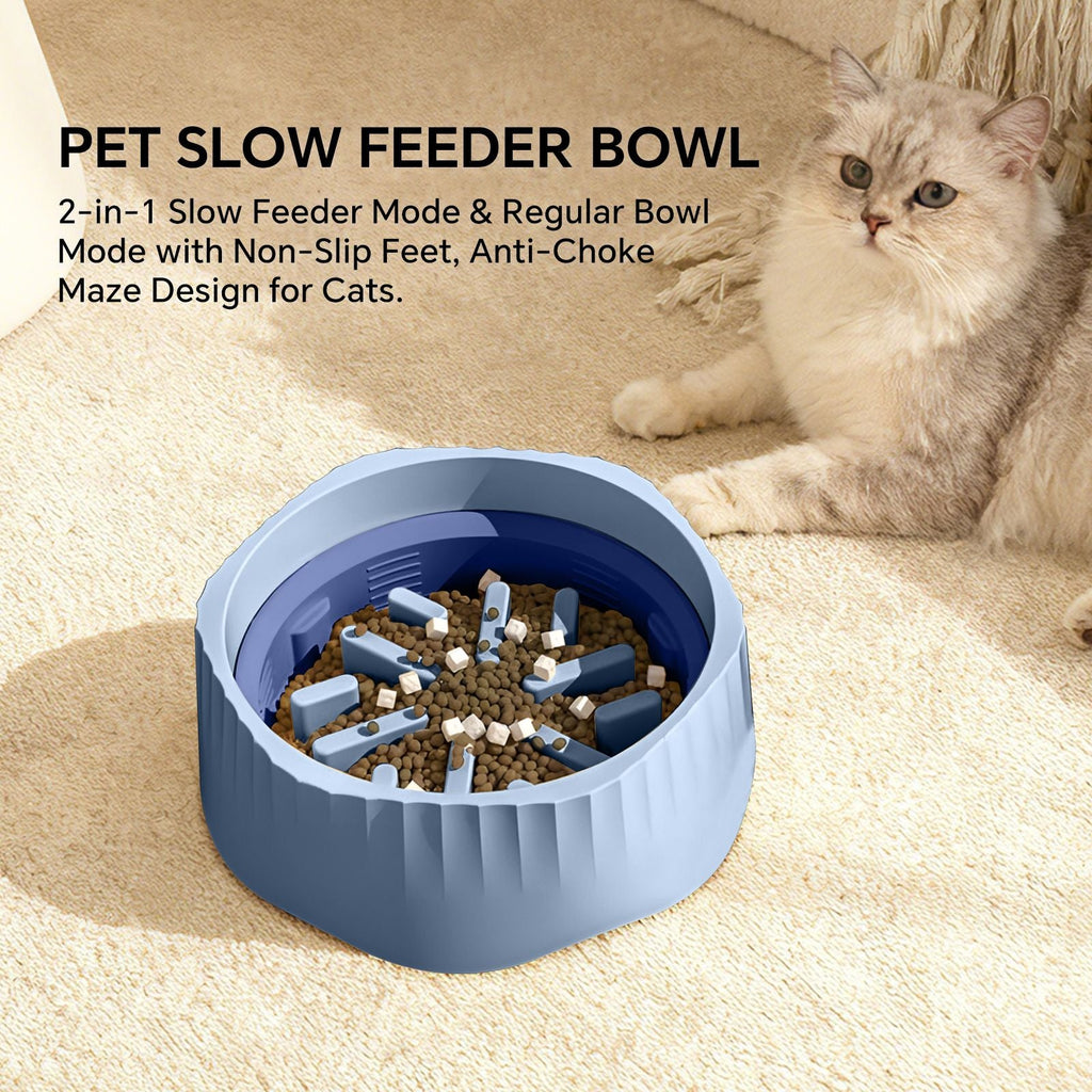 Blue dual - purpose slow food bowl, fast/slow food can be freely switched to adapt to different pet eating habits, cross - border hot selling pet supplies - Dog Time Outlet