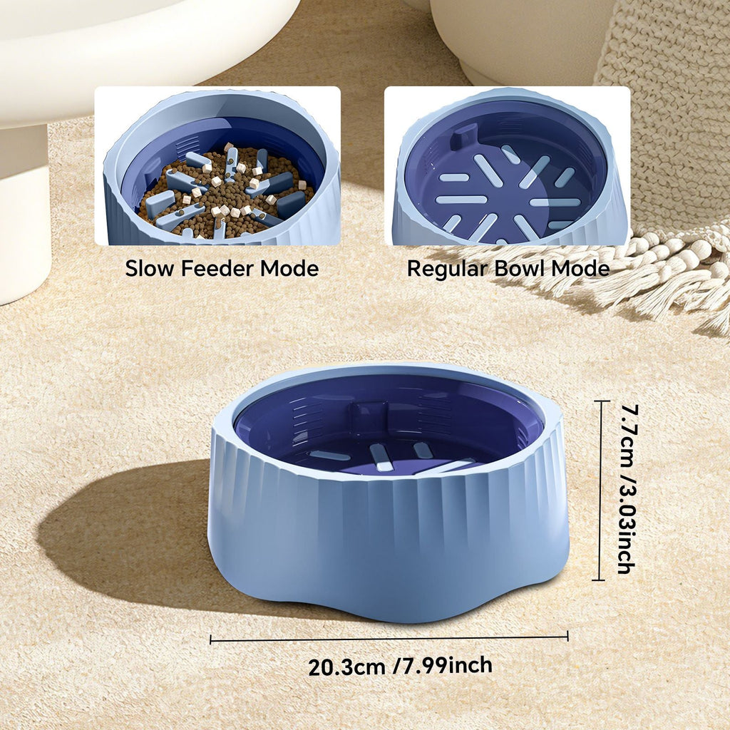 Blue dual - purpose slow food bowl, fast/slow food can be freely switched to adapt to different pet eating habits, cross - border hot selling pet supplies - Dog Time Outlet