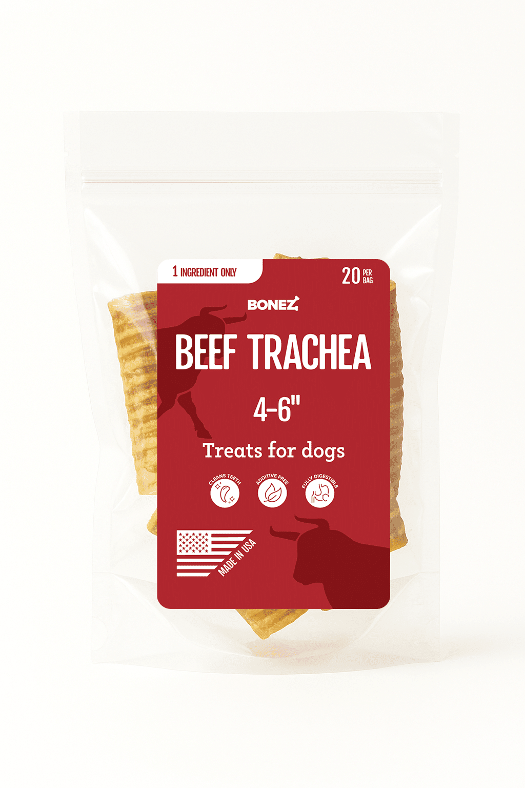 Bonez, Beef Trachea, 20 Sticks, 6 or 10 Inch - Dog Time Outlet