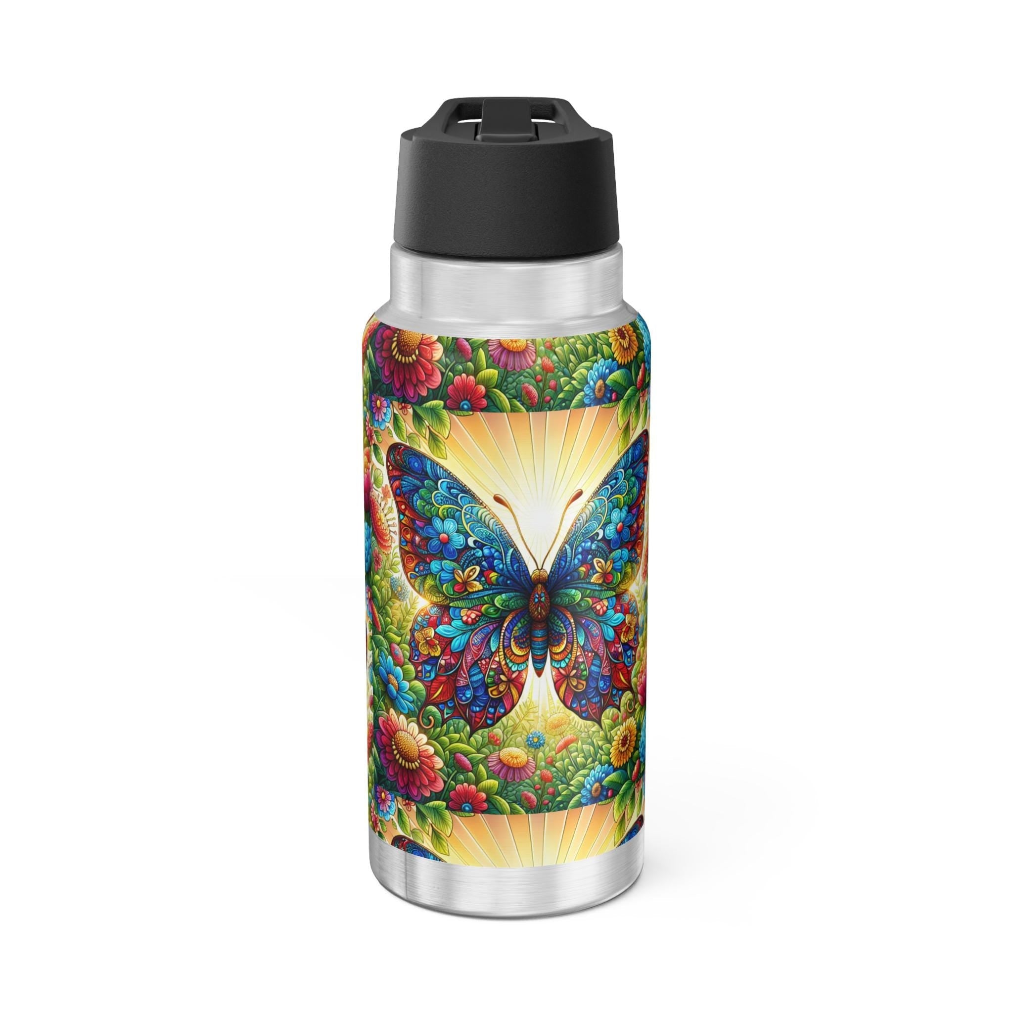 Butterfly Design, Insulated Travel Mug, Gift for Nature Lover, Wildlife Enthusiast, Stainless Steel - Dog Time Outlet