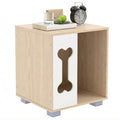 Cat Dog House Dog Bed Side Table Wooden Dog Condo with Bone - shape Window and Thick Metal Legs - Dog Time Outlet