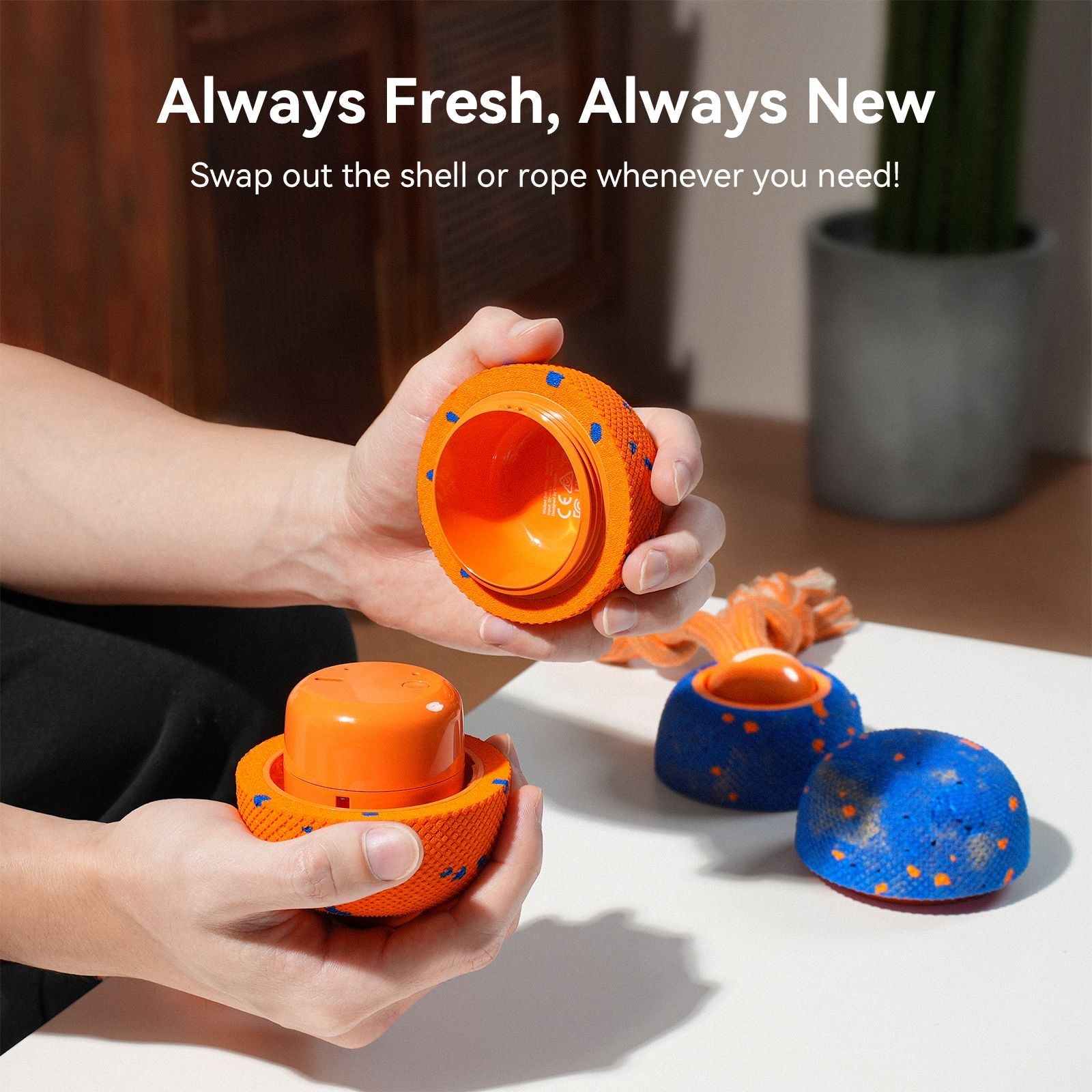 Cheerble Interactive Dog Toy, Wicked Ball Rolly, Automatic Move, E - TPU Material, Rope and Barking Sounds, for Medium to Large Dogs - Dog Time Outlet