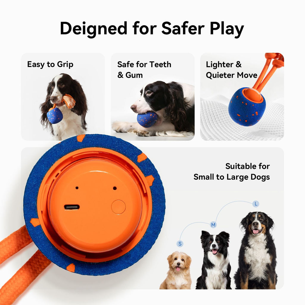 Cheerble Interactive Dog Toy, Wicked Ball Rolly, Automatic Move, E - TPU Material, Rope and Barking Sounds, for Medium to Large Dogs - Dog Time Outlet