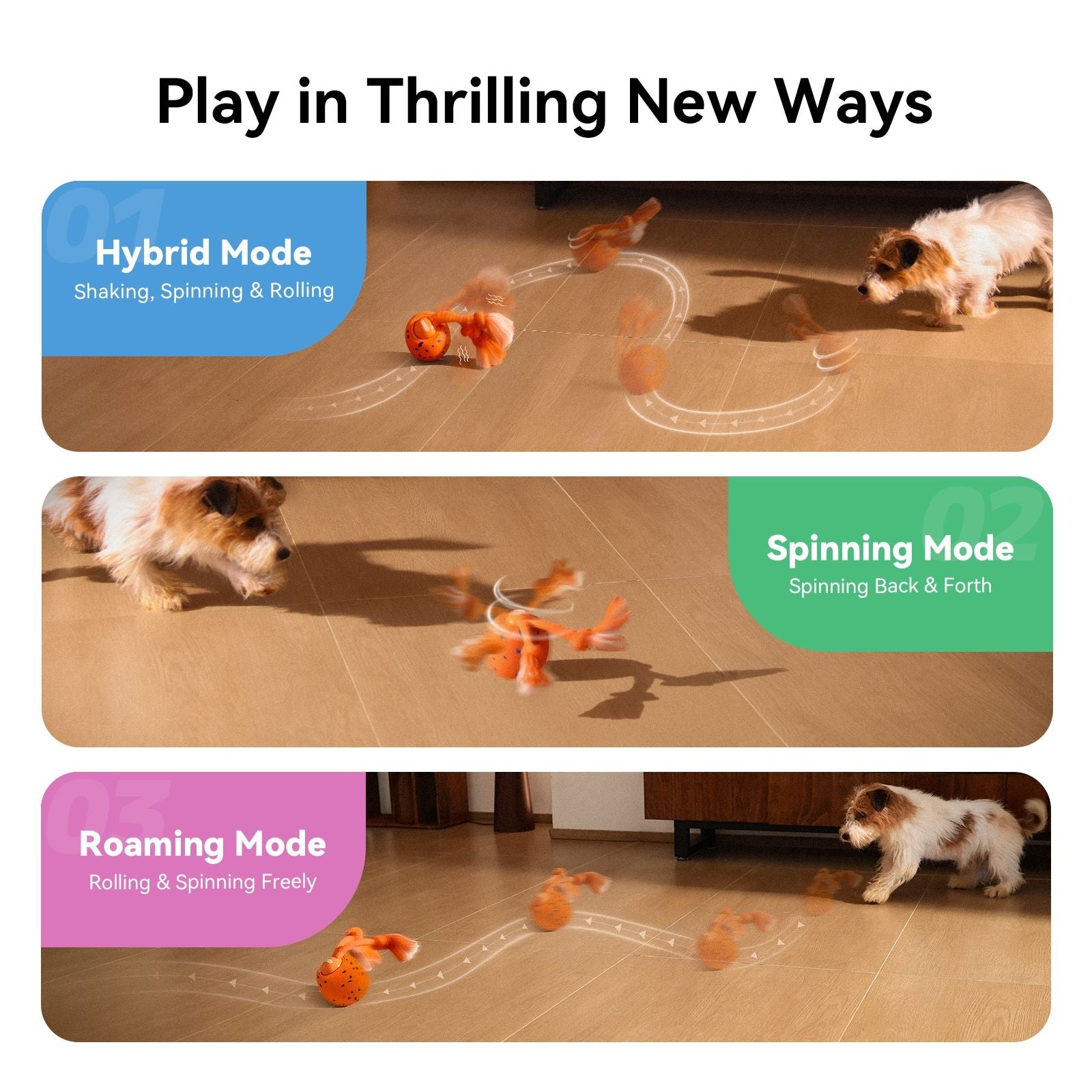 Cheerble Interactive Dog Toy, Wicked Ball Rolly, Automatic Move, E - TPU Material, Rope and Barking Sounds, for Medium to Large Dogs - Dog Time Outlet