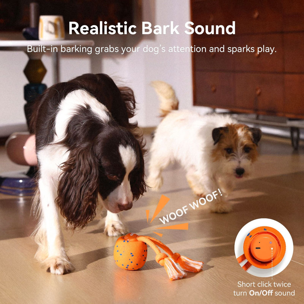 Cheerble Interactive Dog Toy, Wicked Ball Rolly, Automatic Move, E - TPU Material, Rope and Barking Sounds, for Medium to Large Dogs - Dog Time Outlet